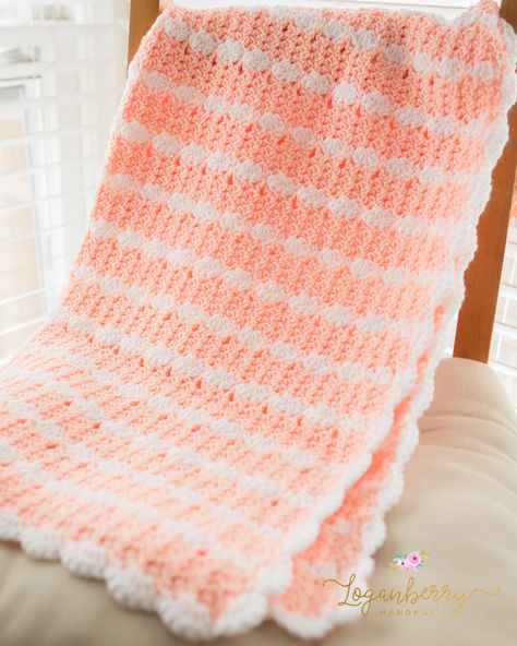 peaches and cream crochet baby blanket, baby blanket crochet pattern, crochet baby blanket tutorial, free crochet pattern, how to crochet a baby blanket, crochet blanket with scallop trim, scallop edge crochet blanket, peach blanket, pink and white blanket Crochet Baby Blanket Tutorial, Crochet Edging Pattern, Baby Blanket Tutorial, Crochet Baby Blanket Free Pattern, Crochet Baby Boy, Peaches And Cream, Baby Afghan Crochet, Crochet Simple, Afghan Pattern