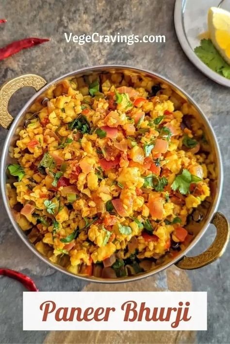 Paneer Bhurji is a North Indian dish made from fresh crumbled paneer, cooked with a mildly flavored onion-tomato masala. Paneer Burji, Paneer Bhurji Recipe, Vegetarian Curries, Bhurji Recipe, Paneer Bhurji, Grilled Paneer, Paneer Dishes, North Indian Recipes, Healthy Indian Recipes