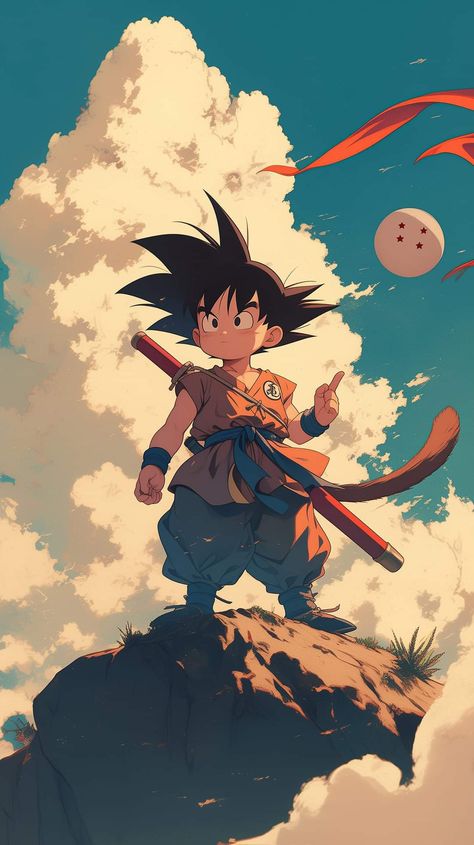 Goku Wallpaper Iphone, Chibi Goku, Chibi Marvel, Image Dbz, Goku Anime, Clouds Art, Anime Picture Hd, Kid Goku, Dragon Ball Wallpaper Iphone