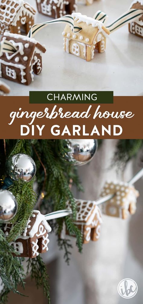 Learn how to create a charming and unique gingerbread house garland that's as sweet to look at as it is to craft. This tutorial will guide you through the steps of making, baking, and decorating, providing all the tips you need for a stunning Christmas garland. This DIY project is a fun way to bring a whimsical touch to your handmade holiday home. Rustic Christmas Diy Crafts, Salt Dough Gingerbread Garland, Garland Crafts Christmas, Christmas Crafts Tutorials, Gingerbread Diy Christmas Decor, Nativity Garland Diy, Gingerbread Xmas Decor, Diy Clay Garland, Whimsical Christmas Decor Diy