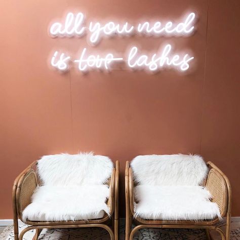 Salons Cottage, Ambiguous Quotes, Lash Room Decor, Selfie Wall, Neon Quotes, Commercial Signs, Lash Room, Salon Suites, Salon Interior Design