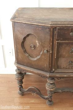 Restoring Antique Buffet, Painted Distressed Furniture, Upcycled Antique Sideboard, Refinishing Buffet Sideboard, Painted Antique Sideboard, Buffett Redo Antique Buffet, Antique Buffet Decor, Antique Sideboard Makeover, Antique Server Buffet