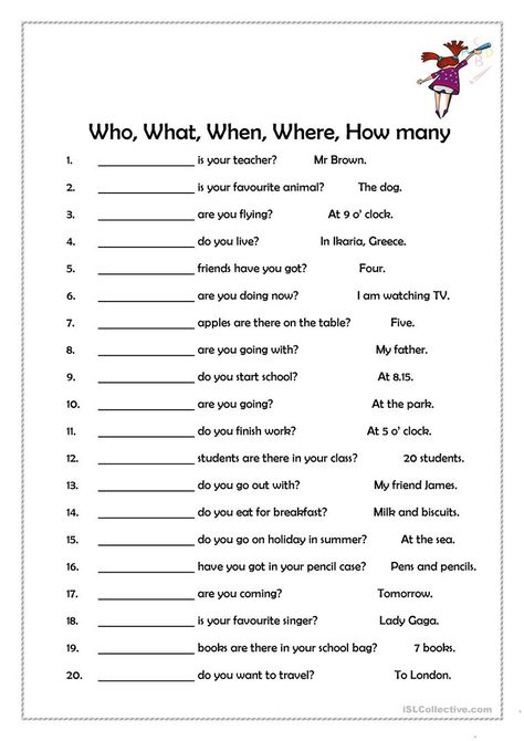 What Who Where When, Question Words Worksheet For Grade 1, When Where Who What, What When Where Worksheet, What Where Who Worksheet, Where When Why How, English Lessons Worksheets, Classroom English For Students, Where Is Where Are Worksheet