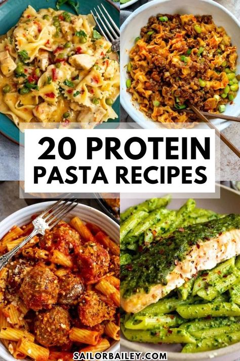 These protein pasta recipes will boost your protein intake without sacrificing flavor. Combine the goodness of pasta with high-protein ingredients to whip up a hearty and satisfying and healthy lunch or dinner recipe! Protein Pasta Recipes Healthy, High Protein Pasta Recipes, Pasta Recipes Healthy, Protein Pasta Recipes, Protein Dinner Recipes, Low Calorie Pasta, Pasta Calories, High Protein Pasta, Pasta Lunch