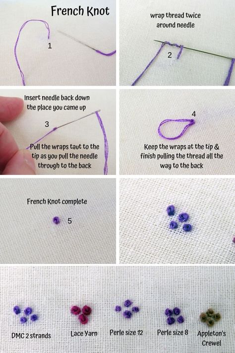 How To French Embroidery, Embroidery Stitch French Knot, Embroidered French Knot, French Knot Cross Stitch, Embroidery Knots French, How To Do French Knot Stitch, Embroider French Knot, French Knot How To, How To Embroider French Knot