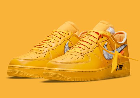 Off White X Nike, White Air Force 1, White Air Forces, Theme Inspiration, Weight Lifting Shoes, Nike Snkrs, Yellow Sneakers, Nike Airforce 1, Jordan Shoes Retro