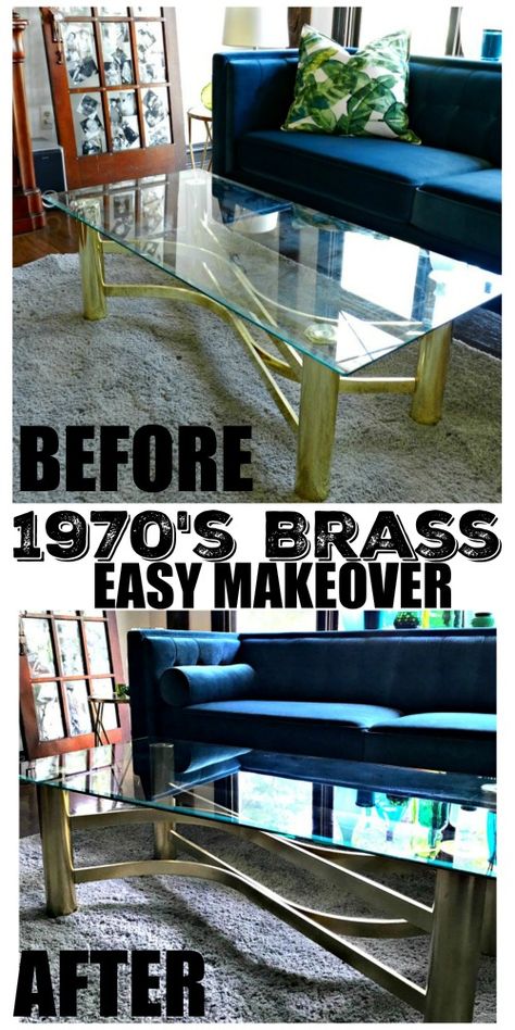 Thrifty Vintage Brass Glass Table Redo, Coffee Table Upcycle, Vintage Bras, Coffee Table Makeover, Glass Top End Tables, Traditional Interior Design, Brass Coffee Table, Diy And Home Improvement, Table Makeover