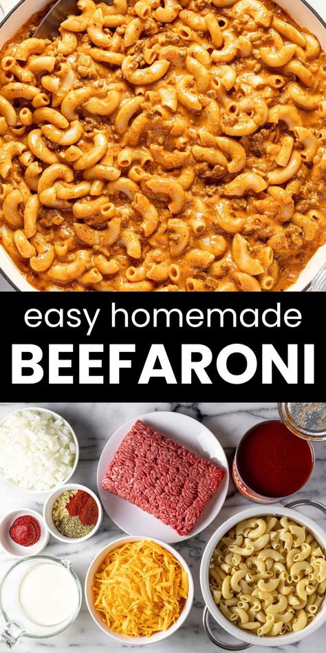 My easy beefaroni recipe comes together in about 40 minutes with a handful of simple ingredients. Made with tender ground beef, perfectly cooked pasta, and a rich, savory tomato sauce, this classic dish combines all the nostalgic flavors of your childhood with a fresh, homemade touch. Beefaroni Recipe Chef Boyardee, Beefaroni Recipe Easy, Beef A Roni Recipes Homemade, Beefaroni Recipe Homemade, Easy Beefaroni Recipe, Homemade Beefaroni Recipe, Beef A Roni, Southern Meatloaf, Beefaroni Recipe