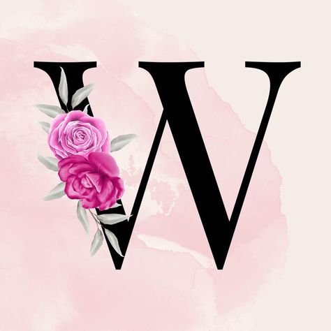 W Font Letter, Letter W Design, W Font, W Alphabet, J Letter Images, Romantic Typography, Watercolor Floral Background, Lantern Illustration, Paris Inspired Decor