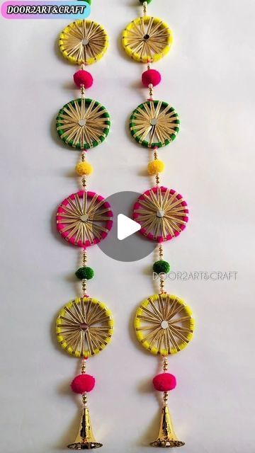 DOOR2ART&CRAFT on Instagram: "✨ Make your home Diwali-ready with these gorgeous DIY hangings! Using just bangles, wool, gotta lace, mirrors, beads, and pom poms, you can create festive decor that adds elegance to any space. Let’s bring out the artist in you! 🌼

Save this reel for your Diwali decor inspo! 🌟
Follow: @door2artcraft for amazing artistic stuff 😉❣️
#diwalidecor #wallhanging #handmadewithlove #homedecorideas #festivevibes #door2artcraft #diycrafts #diwali2024 #diyhomedecor #diy #fest #festive #instagood #oldbanglesreuse #diwalispecial #craftyideas #artisandeco #ecofriendly #handmadedecor #creativecraft #diwalicelebration #diwaliathome #festivalvibes #homedecor" Bangles Art Crafts, Wall Hanging With Bangles, Diwali Wall Hangings Diy, Diwali Craft Decoration, Diy Diwali Decorations At Home, Bangles Craft, Mandir Decor, Diy Bangles, Hanging Door Beads