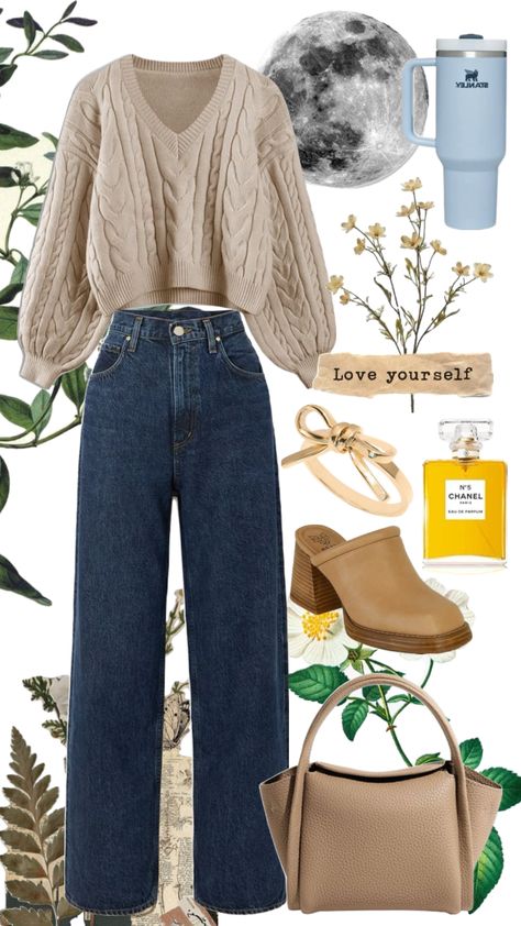 Casual Jeans and Sweater Outfit with Accessories Jeans And Sweaters Outfit, Modest Winter Outfits Casual Jeans, 2024 Fashion Outfits, Jean And Sweater Outfits, Modest Outfits With Jeans, Modest Outfits Jeans, Straight Jeans Outfit Casual, Cute Modest Outfits With Jeans, Modest Jeans Outfit