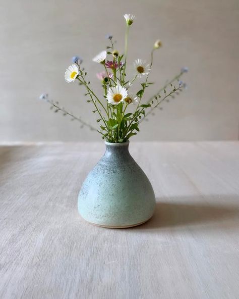 Naomi Critcher Pottery | Bud vases being bud vases! Perfect for a single stem or a gathering of wild flowers.  Hoping to have a few of these ready for my online s... | Instagram Pottery Bud Vase, Ceramic Vase With Flowers, Small Flower Vases, Ceramic Bud Vases, Small Flower Vase, Simple Vase, Apartment Things, Ceramic Bud Vase, Chamomile Flowers