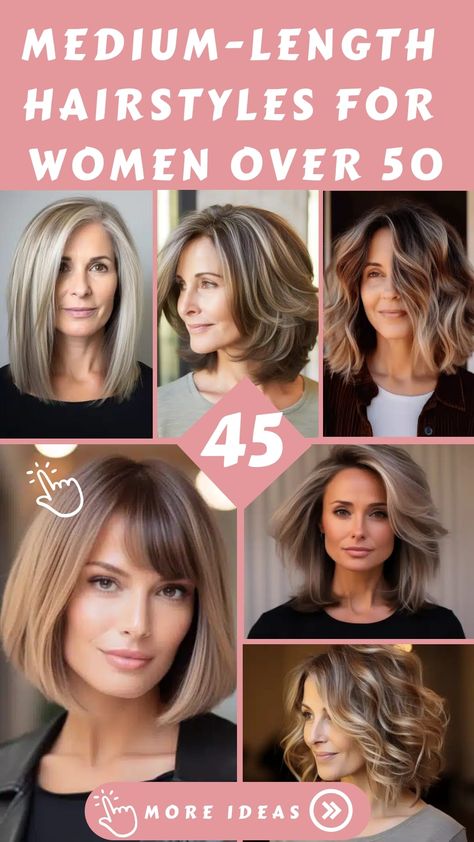 50 Trending Wispy Bangs Hairstyles to Try This Year - Opentimehours.com 50s Hairstyles, Long Length Hair, Medium Length Hairstyles, Layered Haircuts For Medium Hair, Low Maintenance Haircut, Hairstyles For Women Over 50, Low Maintenance Hair, Unique Lifestyle, Haircuts For Medium Hair