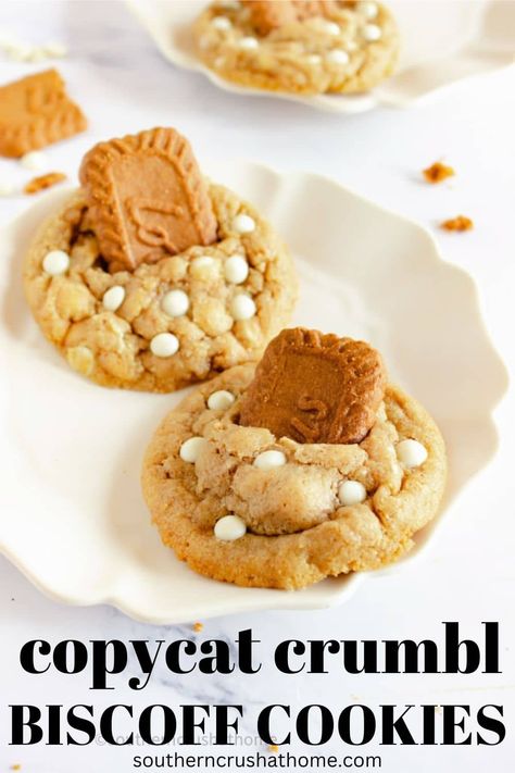 Copycat Crumbl Biscoff Cookie Recipe Copycat Crumbl Biscoff Cookies, Crumbl Biscoff Cookie Recipe, Crumbl Cookie Copycat, Biscoff Cookie Recipe, Biscoff Recipes, Basic Cookies, Biscoff Cookie Butter, Biscoff Cookies, Cookie Crumbs