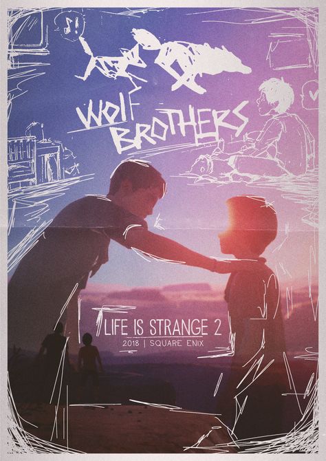 Life Is Strange Poster Vintage, Life Is Strange Artwork, Life Is Strange Poster Prints, Life Is Strange Room Decor, Life Is Strange 2 Poster, Lis 2 Wallpaper, Wolf Brothers Life Is Strange, Lis2 Wallpaper, Life Is Strange 2 Fanart