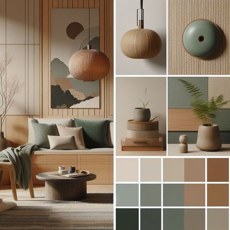 Japandi Color Palette Ideas for Your Home Couleur Feng Shui, Japandi Color Palette, Color Palette Interior Design, Japandi Living Room, Japandi Interior Design, Color Palette Living Room, Japandi Interiors, Japandi Home, Japandi Living