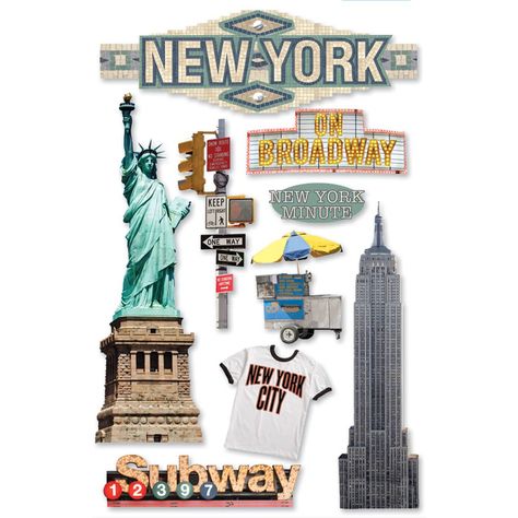 Paperhouse 3D New York City Stickers | Hobbycraft New York Scrapbooking, New York Broadway, New York Vacation, Scrapbook Printing, Paper City, Paper House, Scrapbook Stickers Printable, New York City Travel, Glitter Stickers