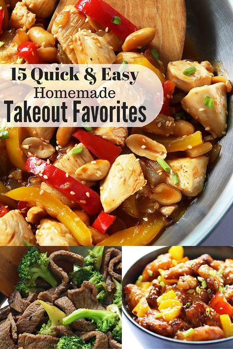 15 quick and easy recipes for homemade versions of everyone's takeout favorites. Homemade Takeout, Takeout Recipes, Sweet Savory Recipes, Quick Easy Recipes, Better Than Takeout, Spring Roll Recipe, Takeout Food, Quick And Easy Recipes, Picnic Food