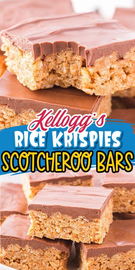 The BEST Scotcheroos Bars Recipe - Princess Pinky Girl Special K Bars With Rice Krispies, Princess Pinky Girl Recipes, 2023 Desserts, Butterscotch Topping, Snicker Bars, Wedding Recipes, Scotcheroos Recipe, Peanut Butter Rice Crispies, Rice Crispy Bars