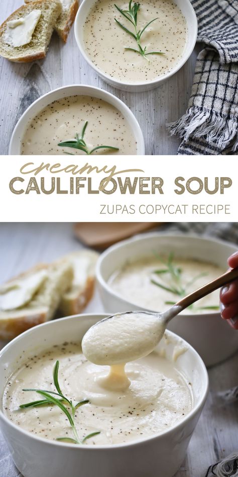 Cafe Zupas Recipes Copycat, Zupas Cauliflower Soup Recipe, Zupas Cauliflower Soup, Wisconsin Cauliflower Soup, Cream Of Cauliflower Soup, Cauliflower Cheddar Soup, Cream Of Cauliflower, Cauliflower Soup Recipe, Chicken Noodle Soup Crock Pot