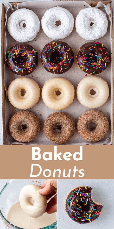 Without a doubt, this baked donut recipe is our absolute favorite! Easily whip up these homemade donuts with a variety of glaze choices. This recipe has been tested and proven, and it even includes an outstanding gluten-free donut option. Cake Donut Recipe Baked, Cake Donuts Baked, Best Donut Recipe, Homemade Baked Donuts, Baked Donut Recipe, Baked Donuts Easy, Mini Donut Recipes, Baked Doughnut Recipes, Doughnut Recipe Easy