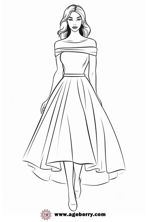 Discover the joy and creativity of fashion with our collection of dress coloring pages. Perfect for fashion enthusiasts and aspiring designers, these pages offer a fun way to explore color combinations and design details. Whether you choose to color digitally or prefer the tactile experience of coloring by hand, these sheets provide a canvas for your imagination. Experiment with different hues and patterns to bring these dresses to life, and print multiple copies to try various looks. Dive ... Colour In Fashion Design, Dresses Illustration Sketch, Different Patterns Design, Designs For Dresses Drawing, Dress 👗, A Line Dress Illustration, Fashion Designer Style, Croquis Fashion Illustration Dress, Fashion Outfits Design Drawing