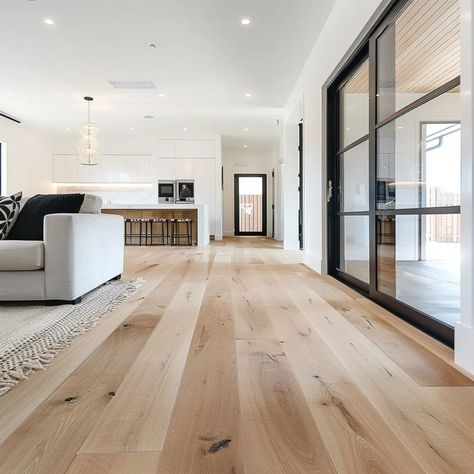 Scandinavian Minimalist White Oak Flooring Wood Floors Modern Home, Wide White Oak Flooring, White Oak Matte Finish, Unstained White Oak Floors, Light Wood Plank Flooring, White Oak Laminate Flooring Wide Plank, Beautiful Minimalist Home, White Oak Vinyl Flooring, White Pine Flooring