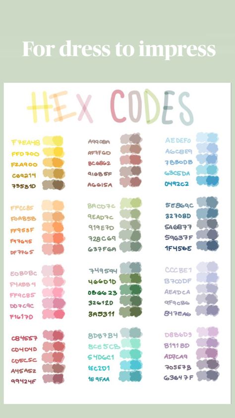 Color Coding Notes, Fancy Dress Code, Color Design Inspiration, Pattern Outfits, Hex Color Palette, Hex Codes, Hex Color Codes, Glamour Dress, Coding For Kids