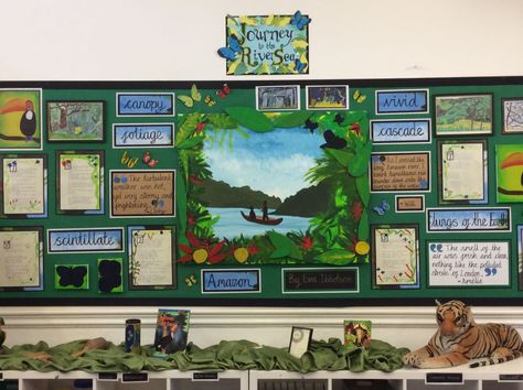 Biomes Classroom Display, Classroom Displays Ks1, Journey To The River Sea, Biome Diorama, Classroom Display Boards, Bulletin Board Design, Arte Quilling, Photo Exhibit, Display Boards