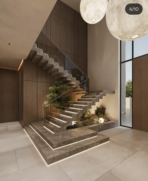 Luxury Stairs, Staircase Interior Design, Modern Stair Railing, Luxury Staircase, Staircase Design Modern, Stairs Design Interior, Luxurious Interior Design, Stairway Design, Stairs Design Modern