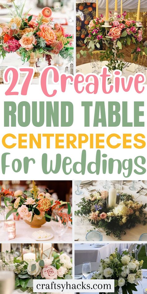 Transform your wedding reception with these stunning round table wedding centerpieces, perfect for adding a touch of elegance to your big day. Discover inspiring wedding table ideas to elevate your wedding planning and create unforgettable memories for your guests. Wedding Table Decorations With Greenery, Vintage Bridal Shower Centerpieces, No Floral Centerpieces Wedding Ideas, June Wedding Centerpieces Reception Ideas, Gold Bowl Centerpiece Wedding, Elegant Wedding Reception Round Tables, Wedding Table Decorations For Round Tables, Fresh Floral Centerpieces, Non Flower Centerpieces Wedding Table Decorations