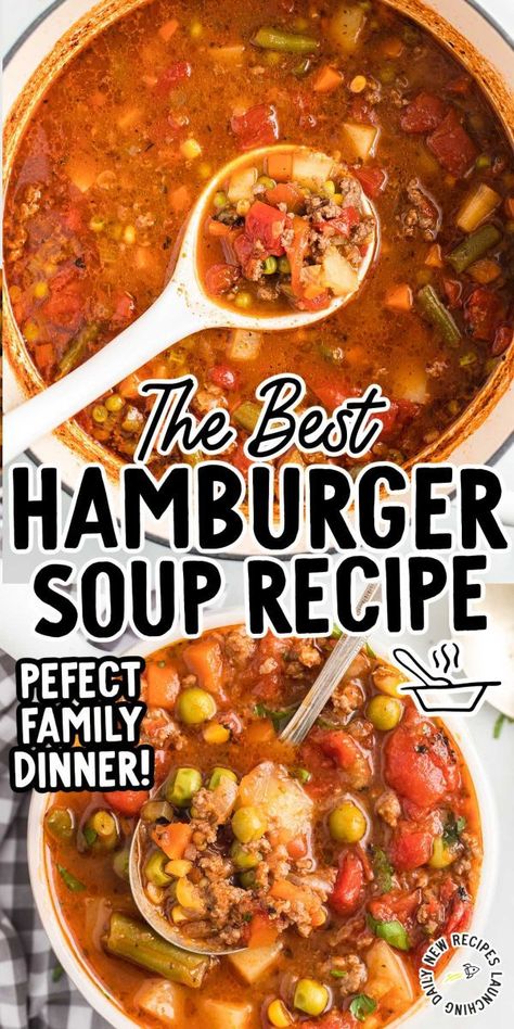 Soup Ground Beef Recipes, Best Hamburger Soup Recipe, Soup Ground Beef, Hamburger Soup Recipe, Beef Soup Recipes, Ground Beef Recipes Healthy, Hamburger Soup, Homemade Soup Recipe, Homemade Hamburgers