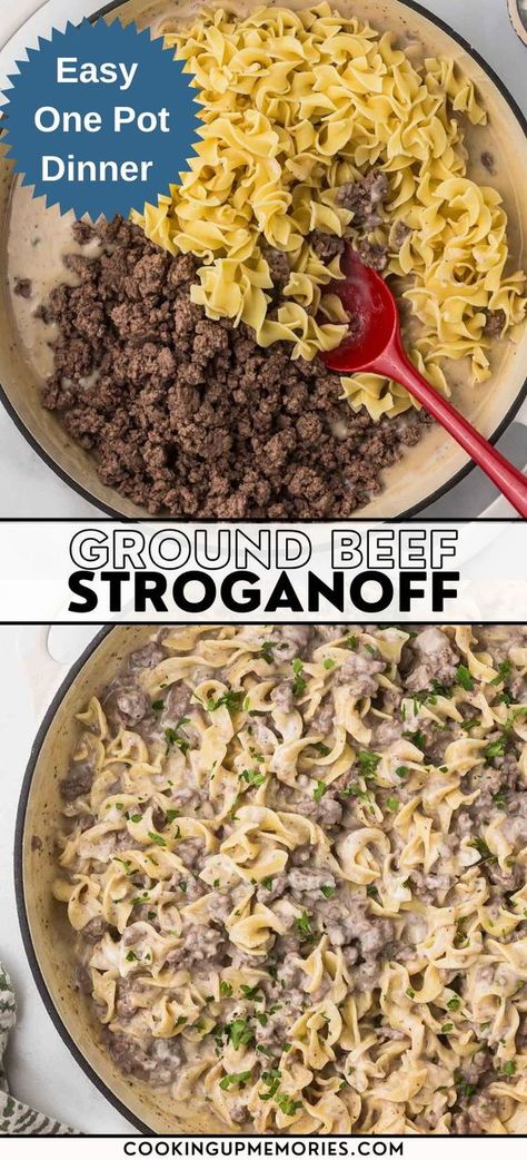 This Ground Beef Stroganoff is budget-friendly, family-friendly and is the definition of comfort food. Ready in just 30 minutes. Beef Stroganoff Noodles And Company, Easy Meal Ideas With Ground Beef, Gf Ground Beef Recipes For Dinner, 2lb Ground Beef Recipes, Easy Summer Dinners Ground Beef, Easy Ground Beef Dinner Recipes Healthy, Ground Beef Beef Stroganoff, Beef Stroganoff Crockpot Ground Beef, Quick Beef Stroganoff