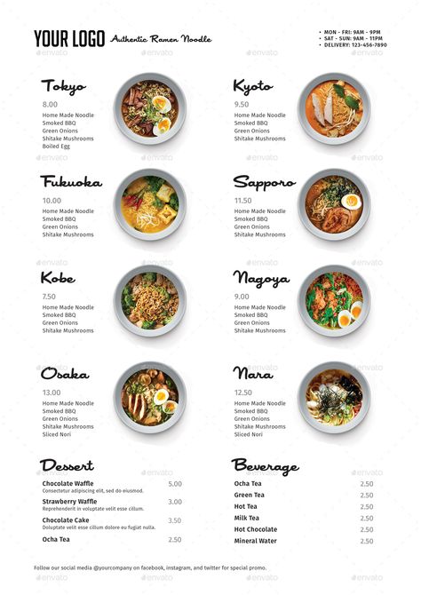 Minimalist Ramen & Rice Bowl Menu Preview - GraphicRiver Ramen Menu Layout, Rice Menu Ideas, Minimalist Menu Design Cafe, Good Menu Design, Rice Bowl Menu Ideas, Food Menu With Pictures, Ramen Menu Design, Ramen Restaurant Design, Menu Food Design