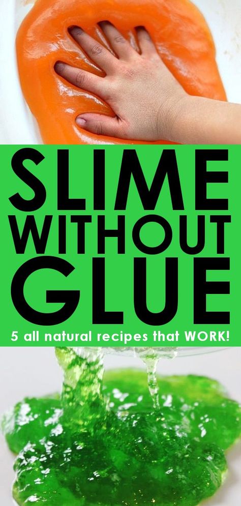 Looking for easy recipes for making slime without glue? These recipes are glue free and completely non-toxic! No glue, no borax, no contact solution! #slime #slimewithoutglue #noboraxslime #allnaturalslime #nontoxicslime #kidsactivities #messyfun Glue Free Slime Recipe, Making Slime Without Glue, Slime With Out Glue, Diy Slime Without Glue, Slime Without Glue Recipe, Make Slime Without Glue, Baking Soda Slime, Slime With Contact Solution, Slime Without Glue