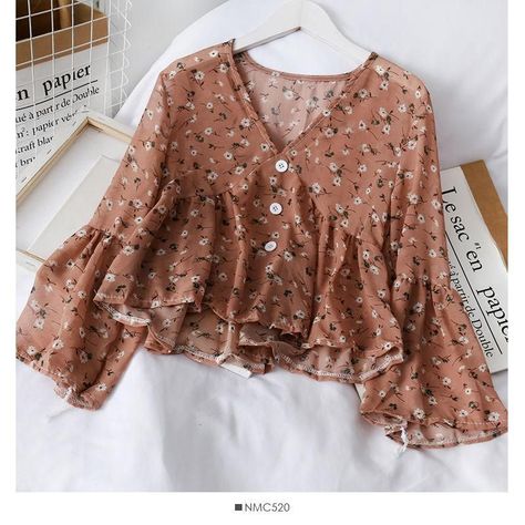 0731460a8a5ce1626210cbf4385ae0efdesc51423483ri Floral Print Chiffon Blouse, Long Sleeve Chiffon Shirt, Ladies Tops Blouses, Chiffon Shirt Blouse, Egirl Clothes, Floral Chiffon Blouse, Chiffon Blouses, Ladies Shirts, Chiffon Floral