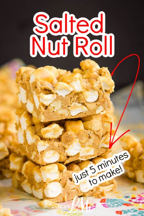 Bars That Travel Well, Nut Goody Bars, Salty Sweet Desserts Easy, Sweet Snacks For A Crowd, Chewy Nut Bars, Salted Peanut Marshmallow Bars, Crunchy Bars Recipe, Salted Nutroll Bars, Salted Nut Roll Fudge