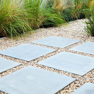 Maintain continuity    Change the paving from room to room. But for visual continuity, repeat the same material in some parts of the garden. Backyard Ideas For Small Yards, No Grass Backyard, Pavers Backyard, Small Backyard Gardens, Stone Walkway, Large Backyard, Casa Exterior, Have Inspiration, Backyard Garden Design