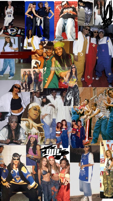 90s Style Black Women Hip Hop, Retro Hiphop Style, Streetwear Party Theme, 90s Fashion Throwback, 2000 Rnb Fashion, 00s Hip Hop Aesthetic, 2000 Couple Outfits, 90s Reggaeton Aesthetic, Cute Hip Hop Outfits