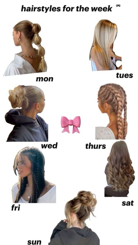 Cute hairstyles for the week!!! #hairstyles#hair#preppy#weekdays Cute Hairstyles To Pull Your Hair Up, Hairstyles For School All Up, Tourist Hairstyles Spirit Week, Cute Hairstyles Up For School, Uk School Hairstyles, Hairstyles For Friday School, Hairstyles With Puffy Hair, Hairstyles Cute For School, Simple Down Hairstyles For Medium Hair