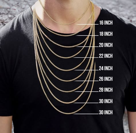 Men Chain Necklace, Chain Size Chart, Ice Necklace, Royal Chain, Necklace Length Chart, Crystal Necklace Silver, Chain Ideas, 10k Gold Chain, Gold Cuban Link Chain