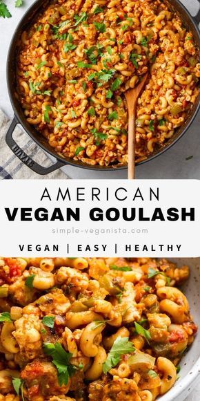 Easy Vegan Goulash, One Pot Veggie Meals, Vegetarian Goulash Recipes, Veggie Goulash Recipes, American Vegan Recipes, Clean Vegan Meals, Veggie Filled Meals, Vegan Kidney Bean Recipes, Veggie Goulash