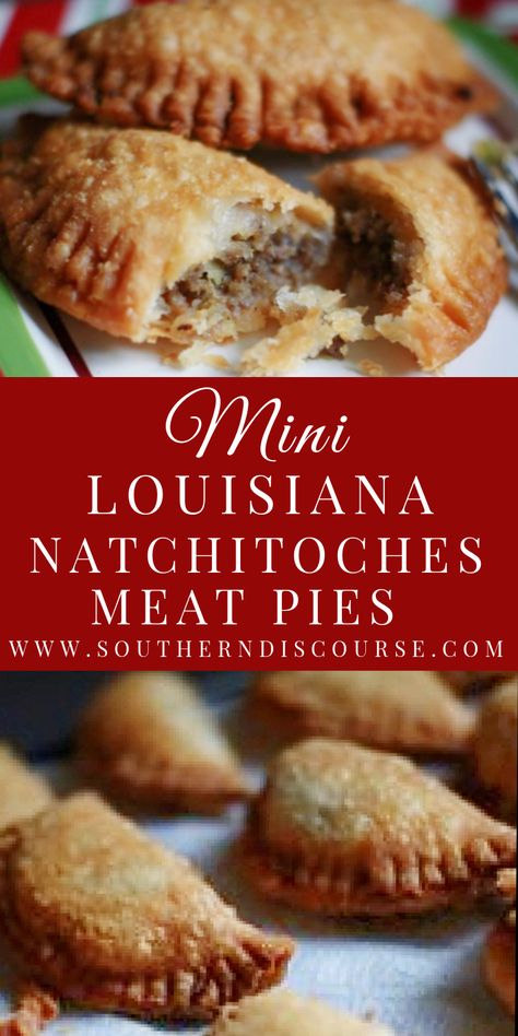 Mini Louisiana Natchitoches Meat Pies - southern discourse Mini Meat Pies Beef, Nebraska Meat Pies 12 Tomatoes, Easy Meat Pies Crescent Rolls, Louisiana Meat Pies, Nebraska Meat Pies, Southern Meat Recipes, Cajun Sweet Dough Pie Recipe, Meat Pies Pioneer Woman, Louisiana Party Food