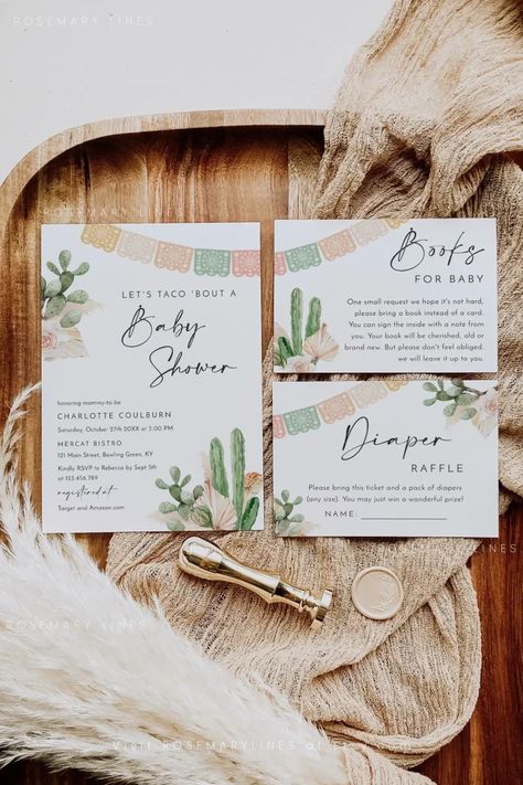 17+ Taco Bout a Baby Shower Theme Ideas - One Sweet Nursery Cactus Gender Reveal Ideas, Cactus Invitation Template, Mexican Baby Shower Invitation, Neutral Fiesta Theme Party, Mexican Boho Baby Shower Theme, Palm Springs Baby Shower Theme, Vintage Mexican Baby Shower Theme, Spanish Baby Shower Theme, Desert Themed Baby Shower Ideas