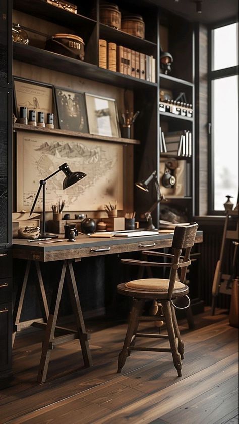 Steampunk Office, Art Workspace, Create A Home Office, Latest Decorating Trends, Large Abstract Paintings, Plush Rugs, Master Art, Miniature Ideas, Small Home Offices