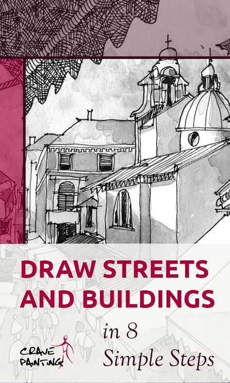 Perspective Drawing Exercises, Urban Sketching Reference Photos Easy, Perspective Drawing Lessons Step By Step, Basic Architecture Drawing, Simple Perspective Drawing, Urban Sketching Beginner Easy, Perspective Exercises, Urban Sketching Reference Photos, Drawing In Perspective