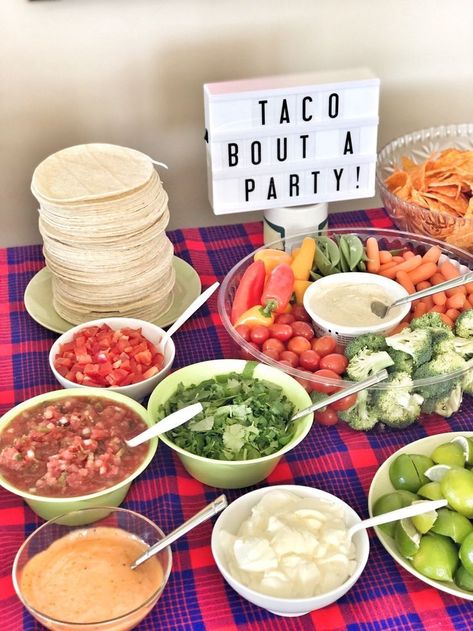 Fiesta party. Taco 'bout a party. #birthdayparty #fiesta (Unique Party Themes for Adults; DIY Food) 3 Amigos Birthday Party, Taco Twosday Gift Bags, Fiesta Anniversary Party Ideas, Taco Bout A New House Party, 5th Fiesta Birthday, Taco Bout Birthday Party, Farewell Fiesta Party Ideas, Fiesta Housewarming Party, Cinco De Mayo 5th Birthday Party