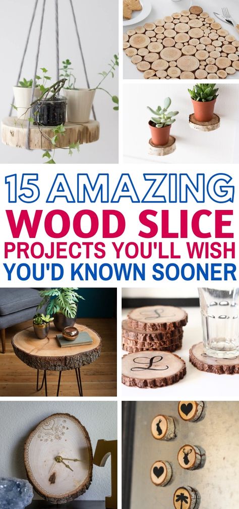 These 15 easy Wood Slice Crafts will make your home decor look FANTASTIC! They're so simple to make with step by step tutorials showing you how. The ornaments and tables are the BEST! #diy #diyhomedecor #woodcrafts Wood Slice Projects, Wood Crafting Tools, Wood Slice Crafts, Easy Wood, Diy Holz, Wood Crafts Diy, Upcycled Crafts, Easy Woodworking Projects, What Can I Do