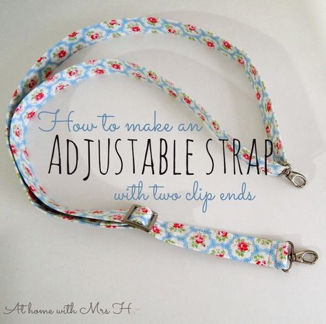 Mrs H - the blog: How to make an adjustable purse strap with two clip ends Diy Purse Strap, Adjustable Purse Strap, Diy Bag Strap, Sac Tote Bag, Adjustable Bag Strap, Sew Ins, Sewing Purses, Purse Handles, Diy Purse