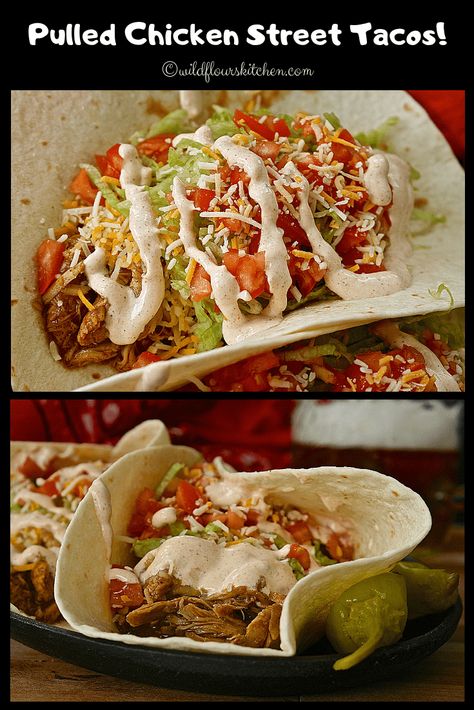 Pulled Chicken Taco Recipe, Chicken Street Tacos Recipe Slow Cooker, Pulled Chicken Fajitas, Chicken Street Tacos Crockpot, Pulled Chicken Tacos, Crock Pot Tacos, Street Tacos, Pulled Chicken, Best Slow Cooker